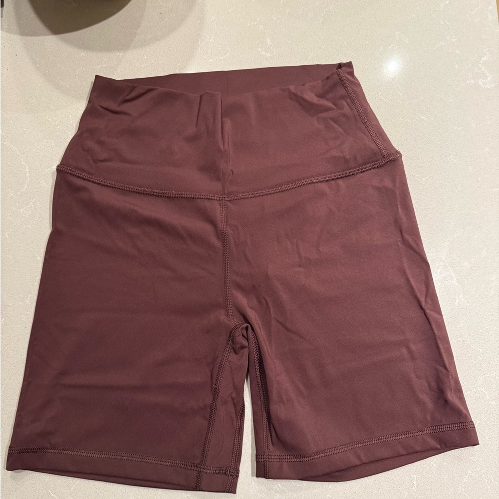 CRZ YOGA High-Waist Bike Shorts in Burgundy